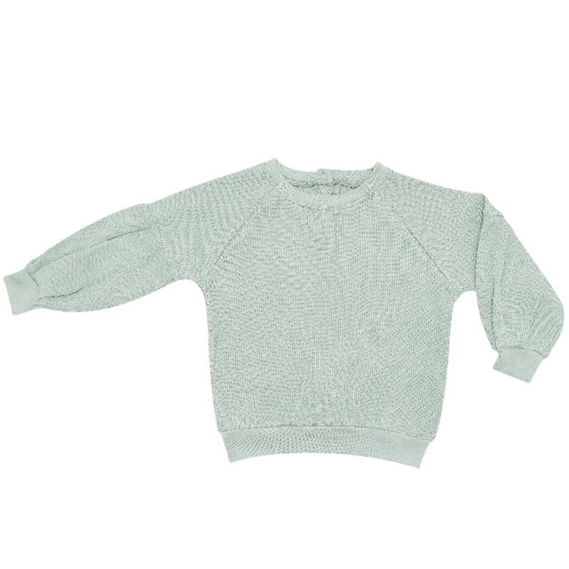 Waffle Balloon Sleeve Sweatshirt – Sage