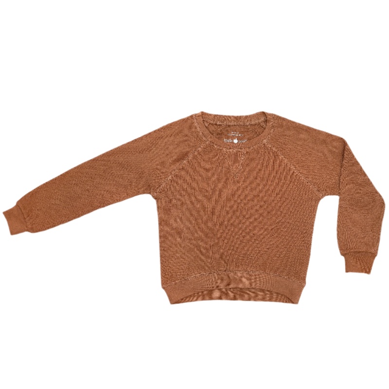 Waffle Crew Neck Sweatshirt – Caramel