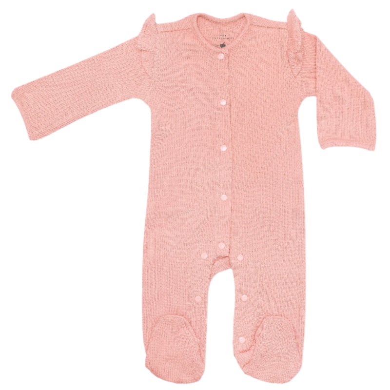 Waffle Ruffle Footie – Dusty Rose