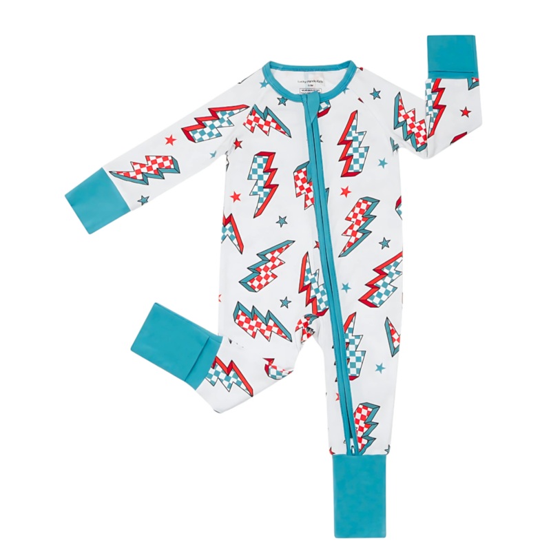 Bamboo Zip Romper | Checkered Bolts