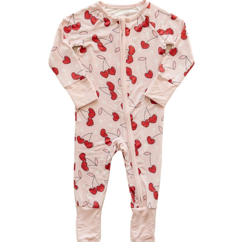 Bamboo Zip Romper | Cherry Heart