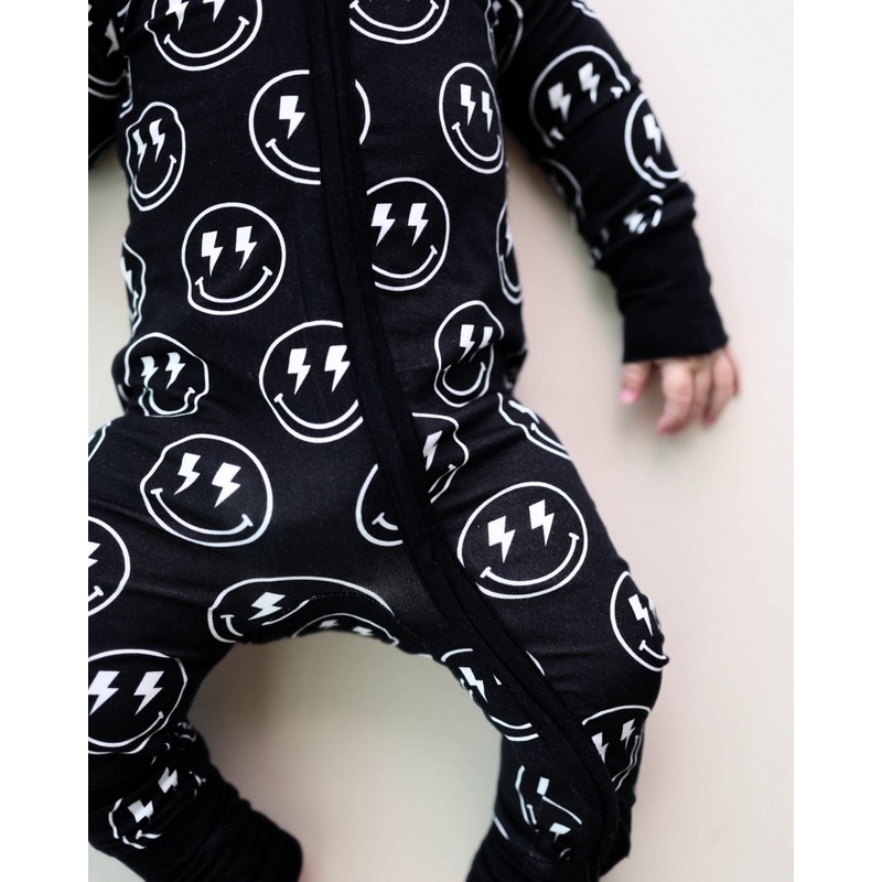 Bamboo Zip Romper | Electric Smiley