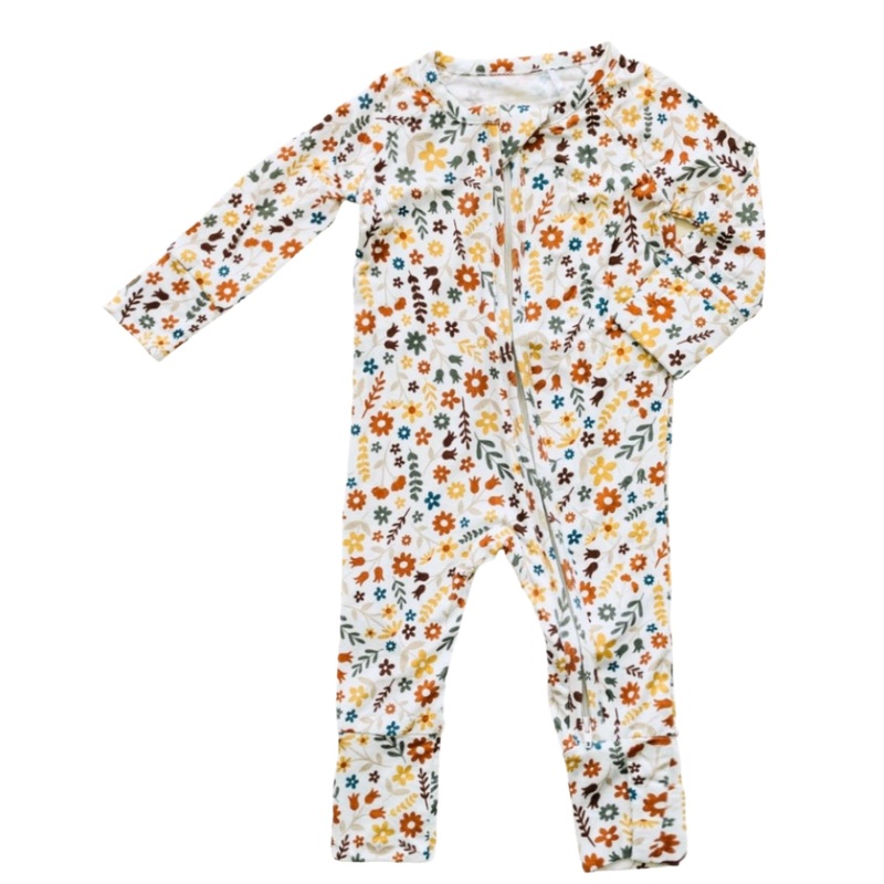 Bamboo Zip Romper | Fall Flowers