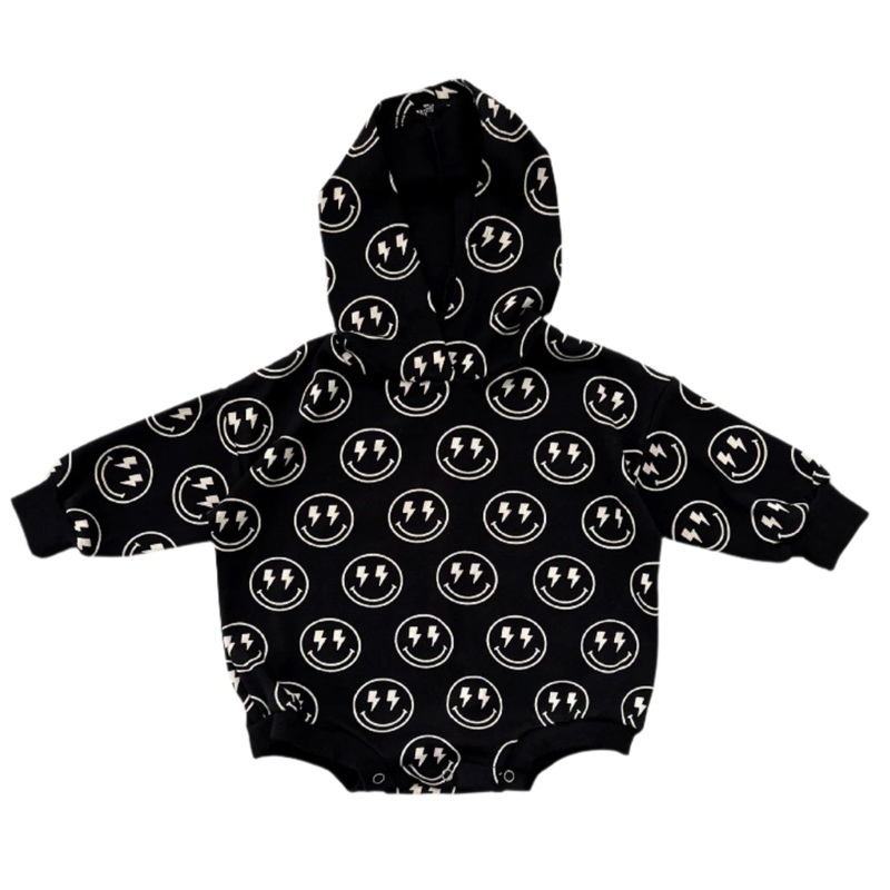 Hooded Bubble Romper  | Electric Smiley