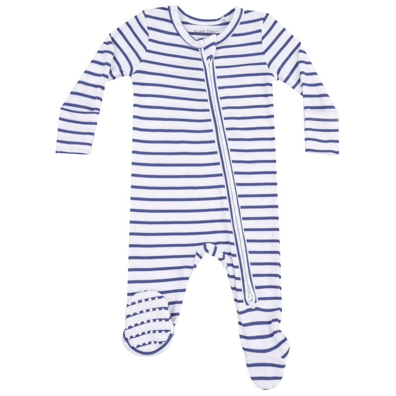 2 Way Zipper Footie – Stripe Vintage Navy