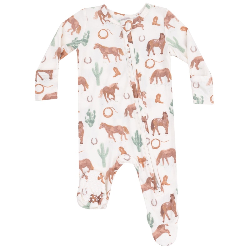 2 Way Zipper Footie – Western Horses Uni