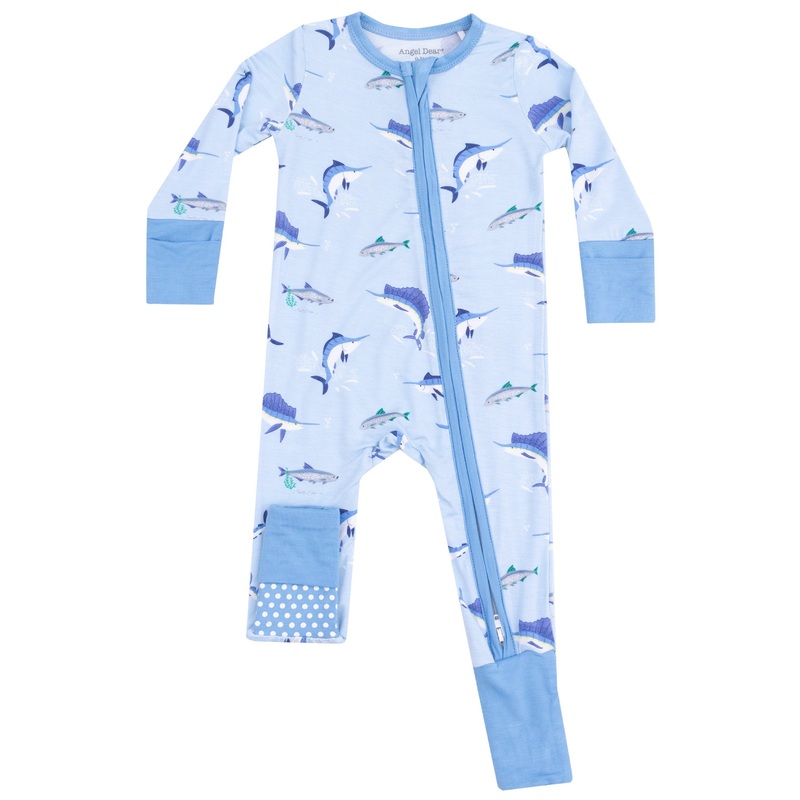 2 Way Zipper Romper – Deep Sea Fishing Blue