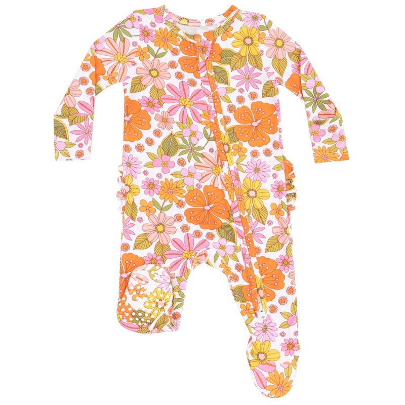 2 Way Zipper Ruffle Back Footie – Boho Beachy Floral