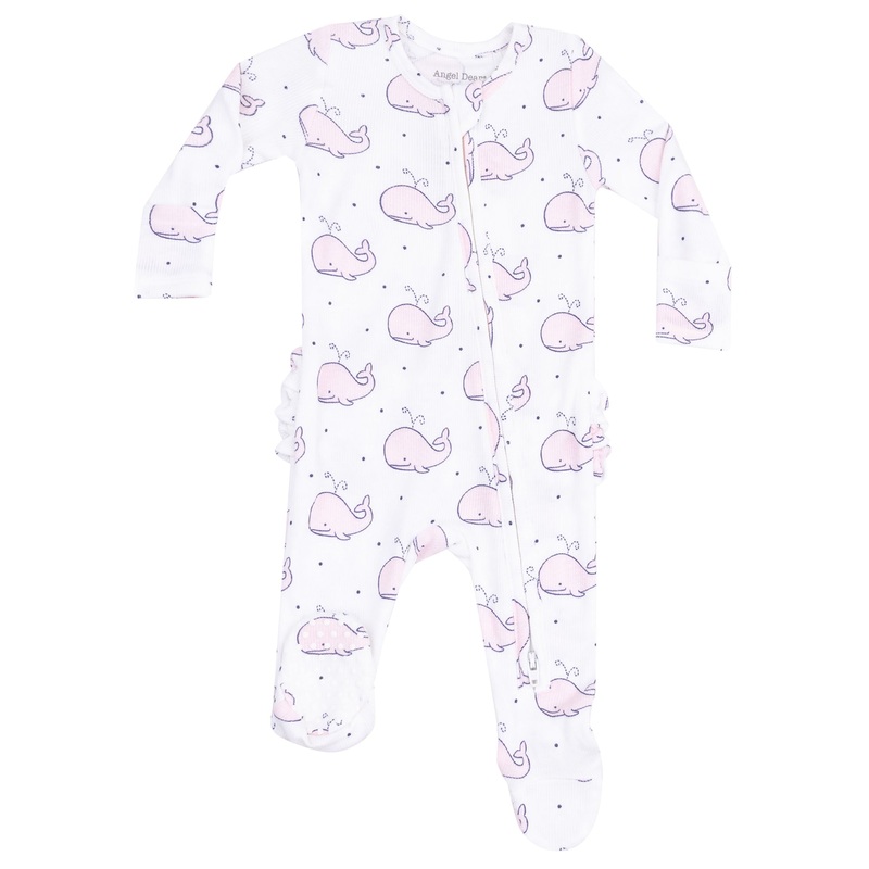 2 Way Zipper Ruffle Back Footie – Bubbly Whale Pink