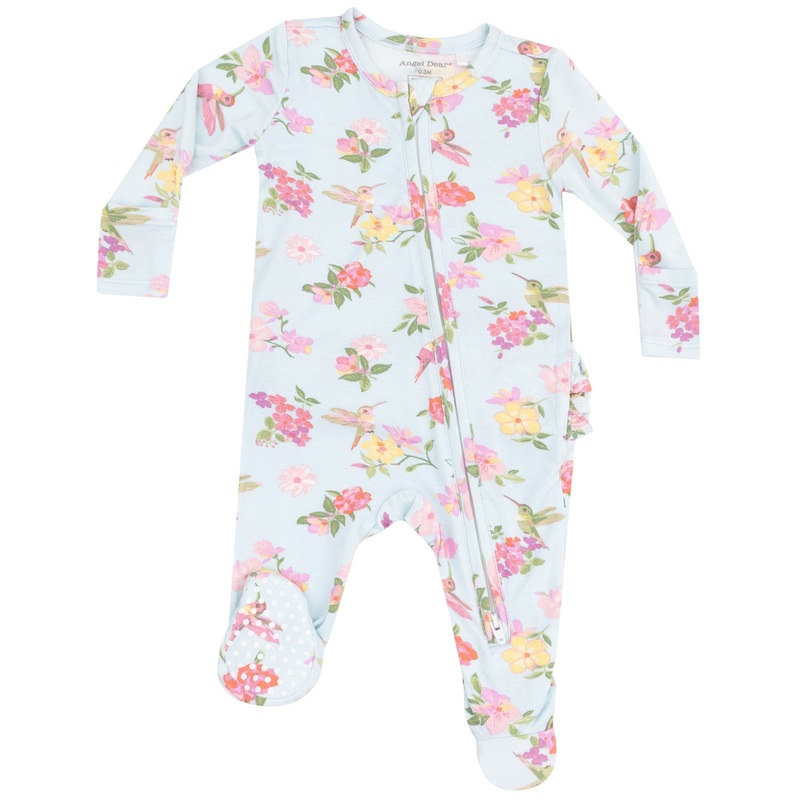 2 Way Zipper Ruffle Back Footie – Cute Hummingbirds
