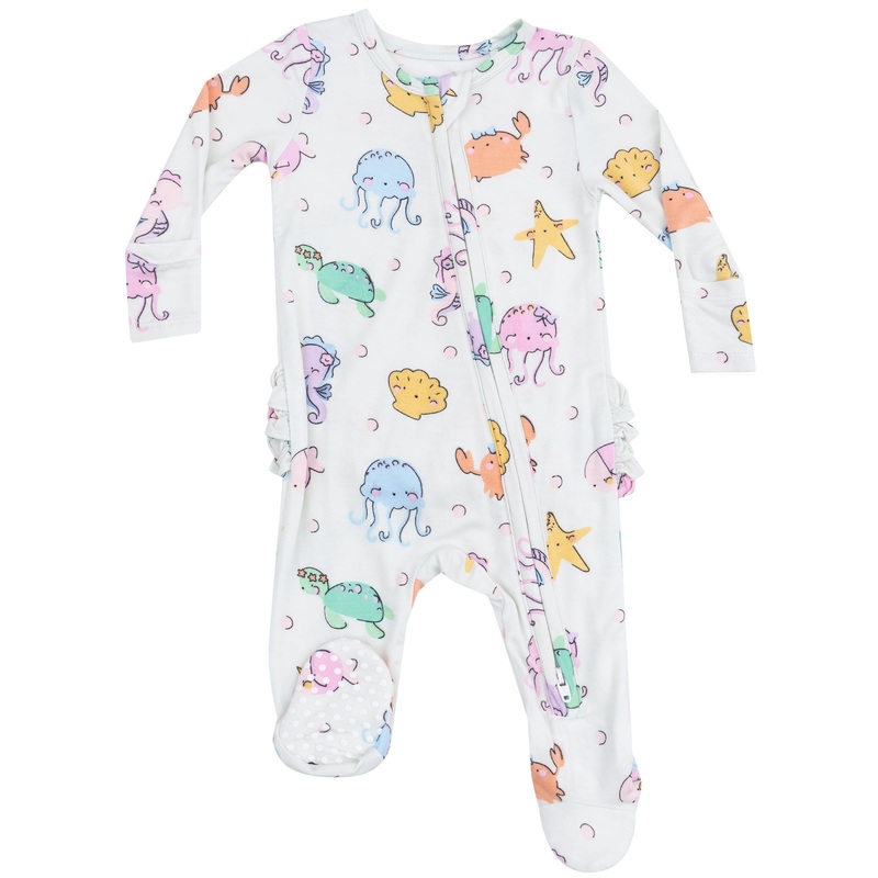 2 Way Zipper Ruffle Back Footie – Cute Sea Creatures