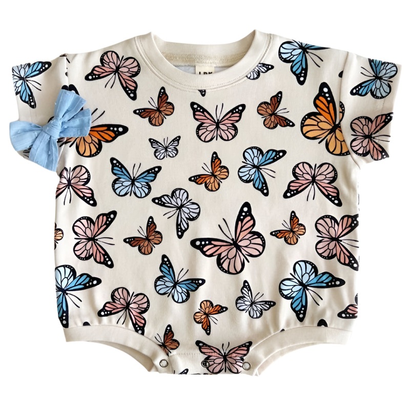 Short Sleeve Bubble Romper | Butterflies