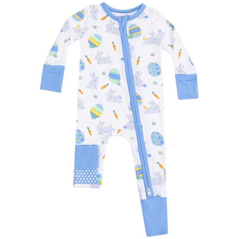 2 Way Zipper Romper – Easter Bunnies Blue