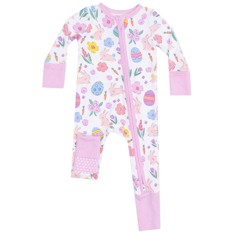 2 Way Zipper Romper – Easter Bunnies Pink