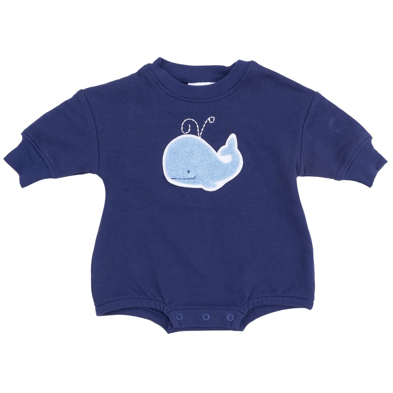 French Terry Sweatshirt Bubble With Chenille Patch – Bubbly Whale Blue