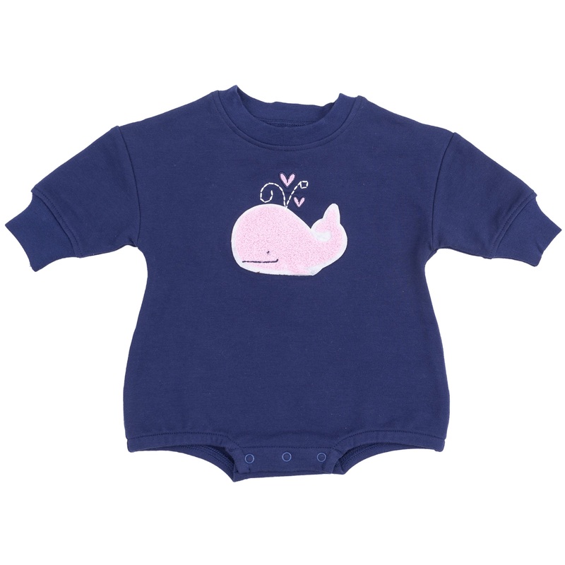French Terry Sweatshirt Bubble with Chenille Patch – Bubbly Whale Pink