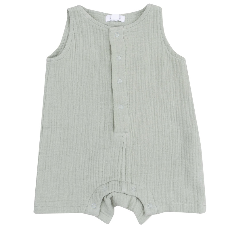 Sleeveless Shortie Romper – Solid Muslin Green