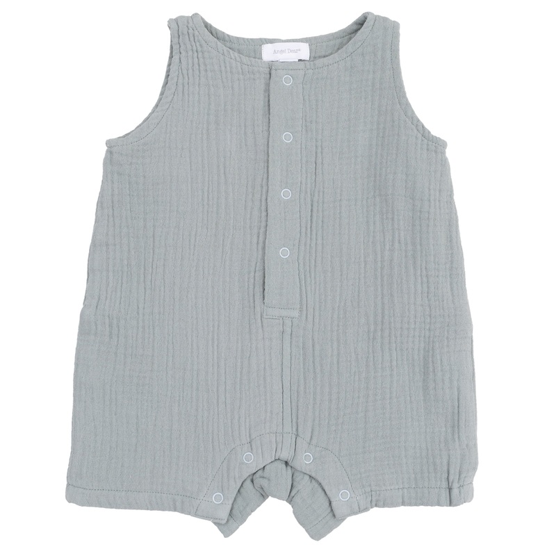 Sleeveless Shortie Romper – Solid Muslin Slate Gray