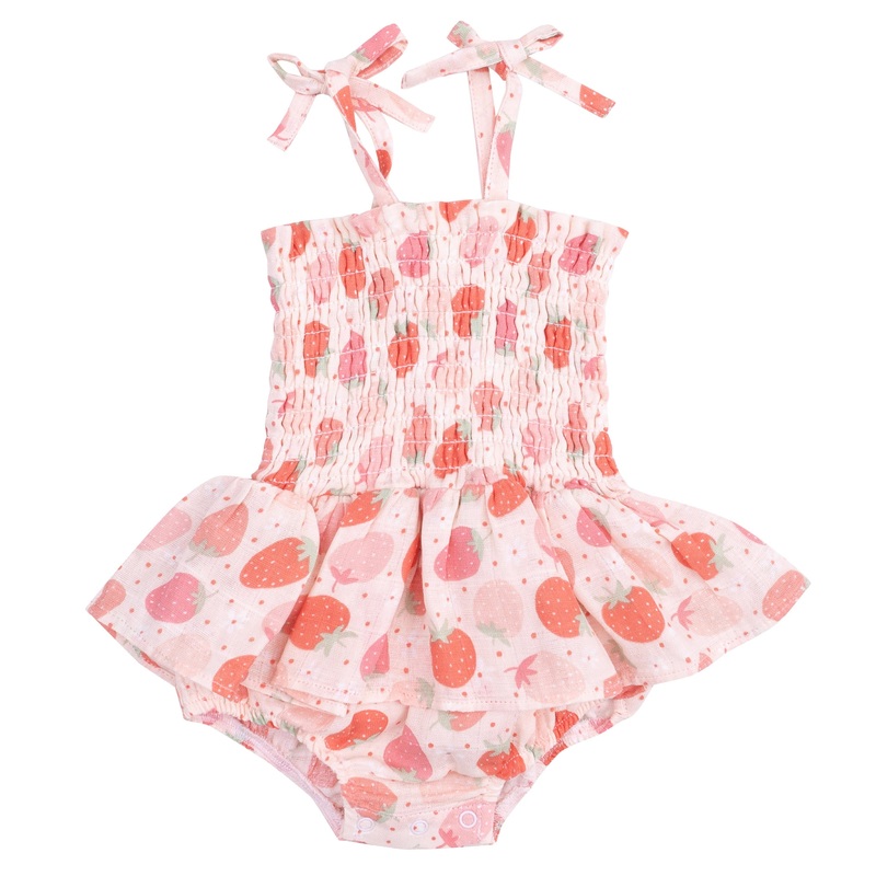 Smocked Bubble with Skirt – Strawberry Bliss