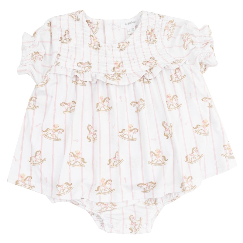Smocked Ruffle Bubble with Skirt – Vintage Rocking Horse Pink