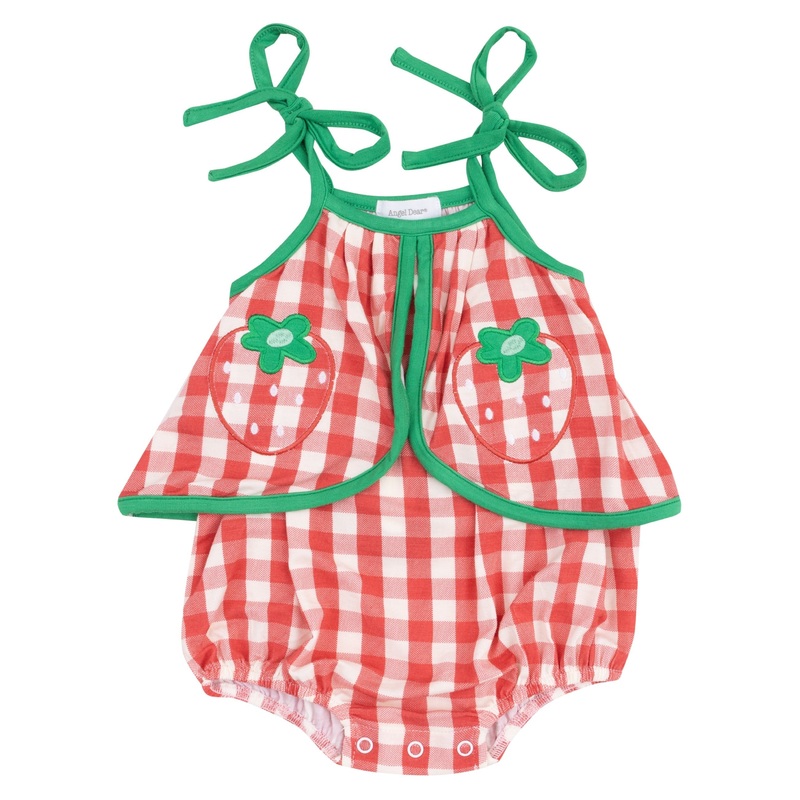 Swing Front Sunsuit with Applique – Strawberry Gingham