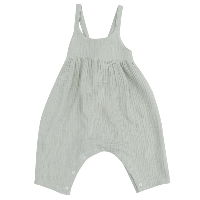 Tie Back Romper – Solid Muslin Desert Green