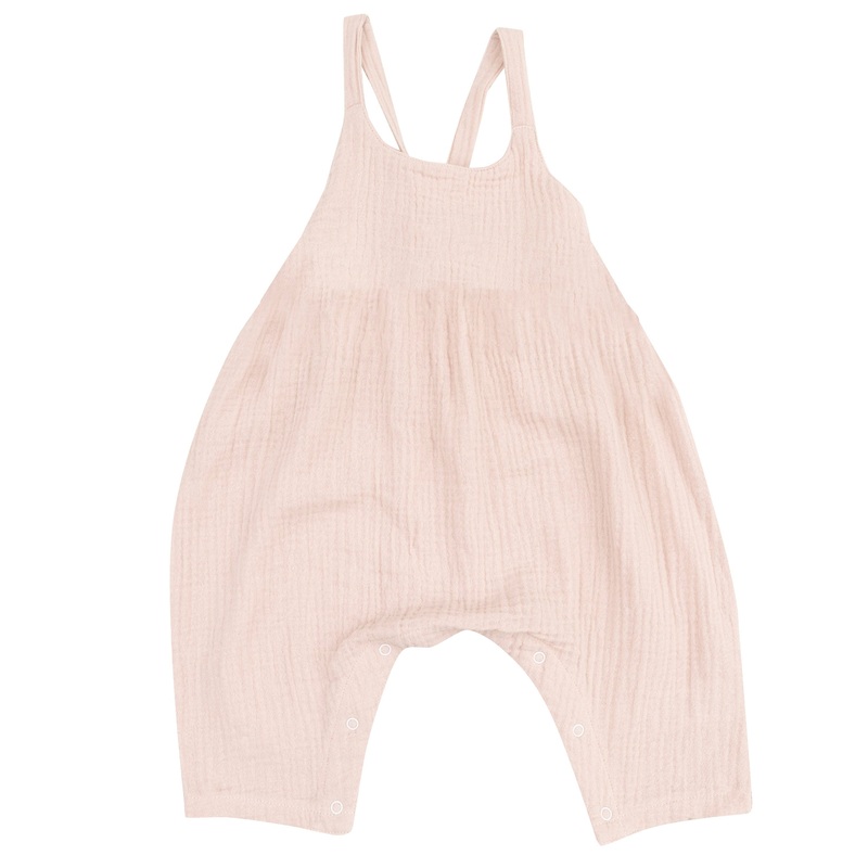 Tie Back Romper – Solid Muslin Rose Smoke