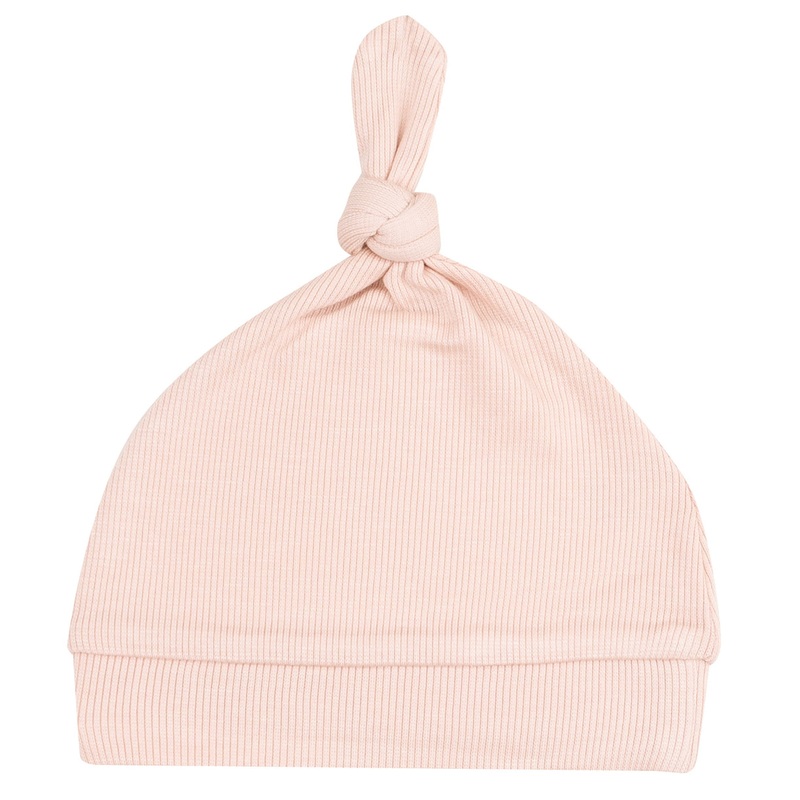 Knotted Hat – Solid Rose Smoke Ribbed