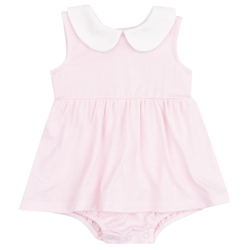 Peter Pan Collar Bubble with Skirt – Stripe Classic Pink