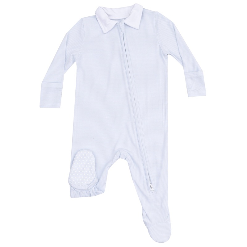 Polo 2 Way Zipper Footie – Stripe Classic Blue