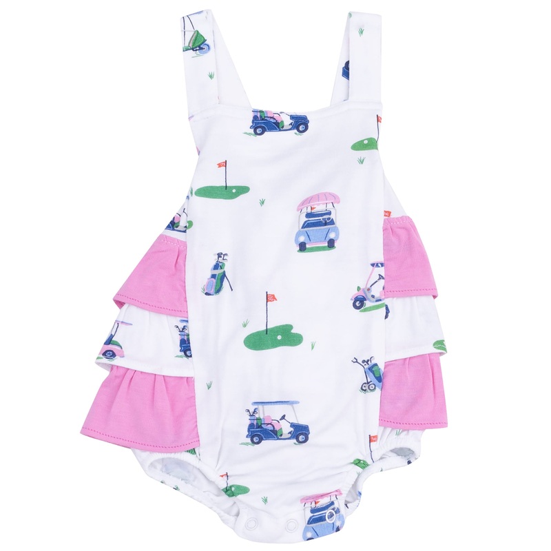 Ruffle Sunsuit – Vintage Golf Carts Pink