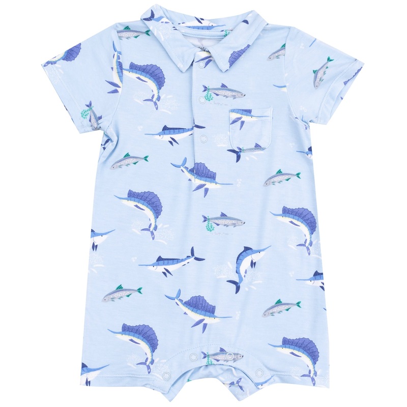 Polo Shortie – Deep Sea Fishing Blue