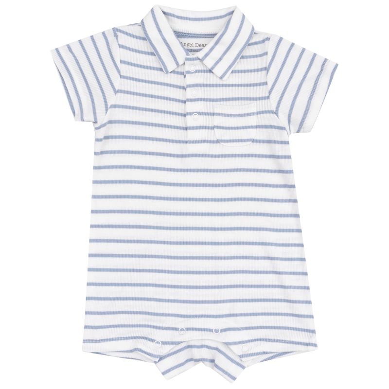 Polo Shortie – French Stripe Dusty Blue