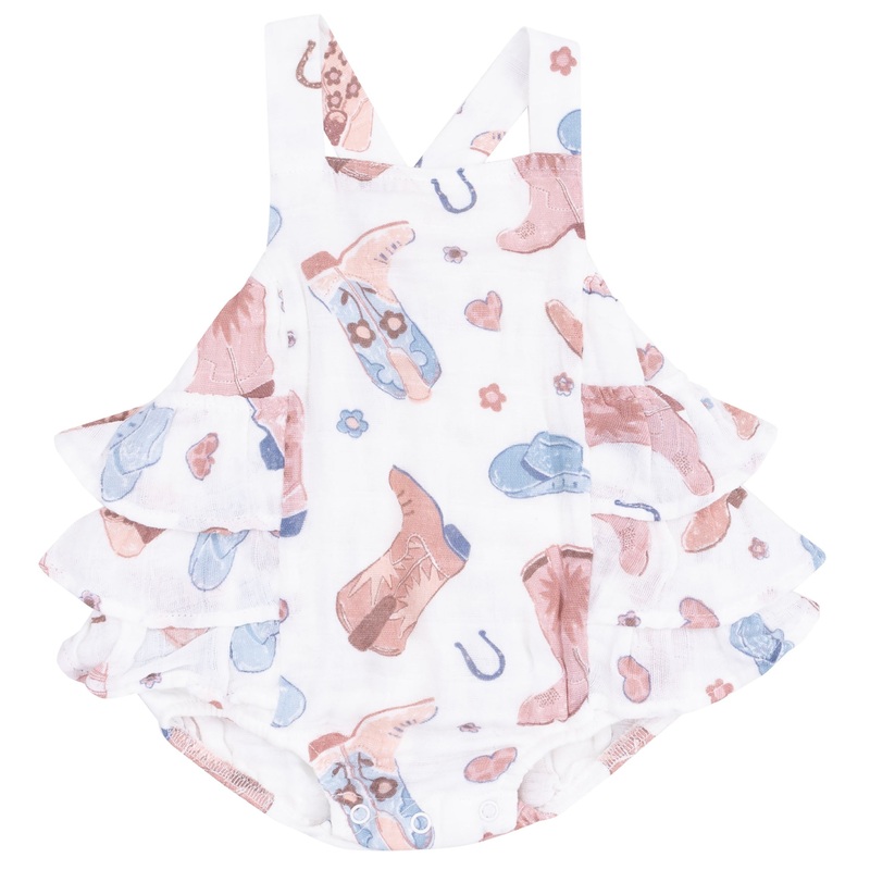Ruffle Sunsuit – Cowboy Boots Pink