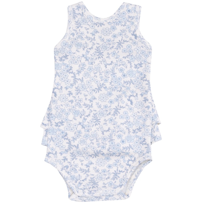 Ruffle Tank Bubble – Blue Calico Floral
