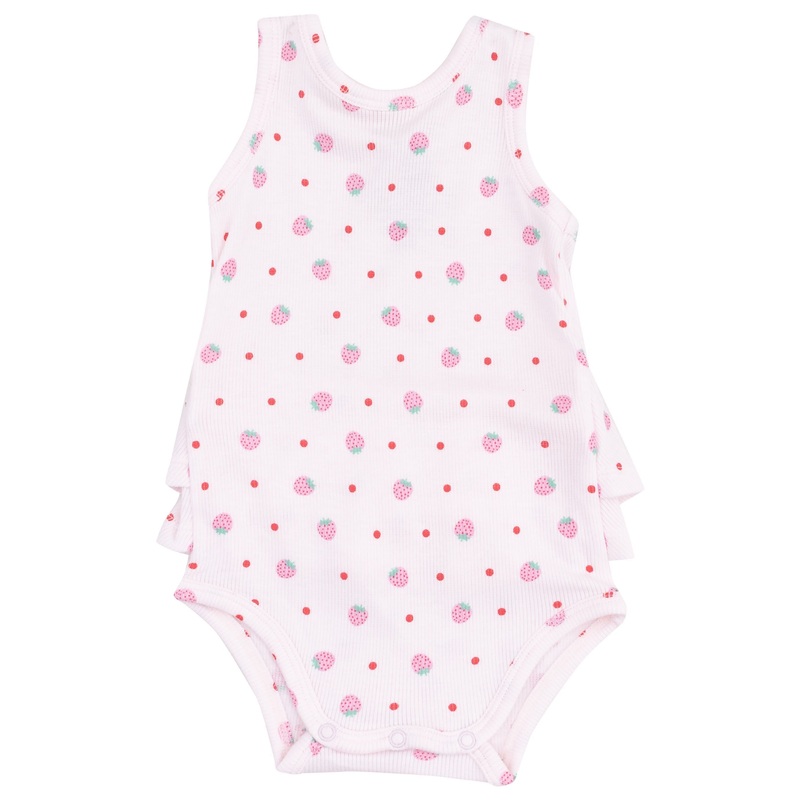 Ruffle Tank Bubble – Strawberry Swiss Dot
