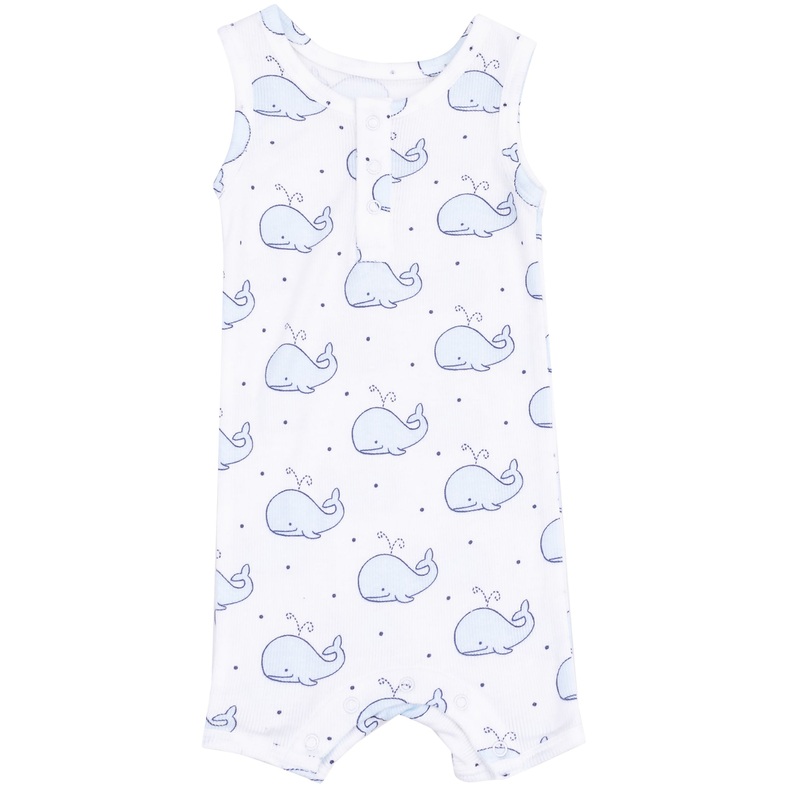 Sleeveless Shortie Romper – Bubbly Whale Blue
