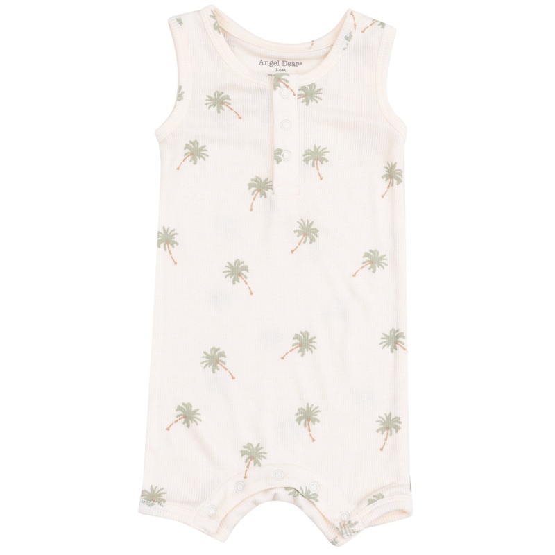 Sleeveless Shortie Romper – Palm Trees
