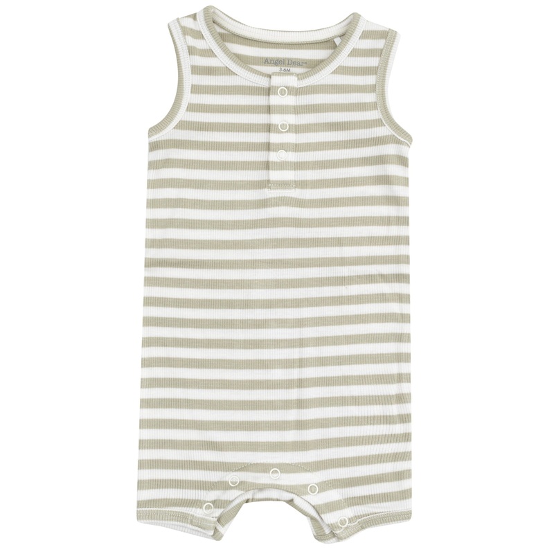 Sleeveless Shortie Romper – Stripe Sage