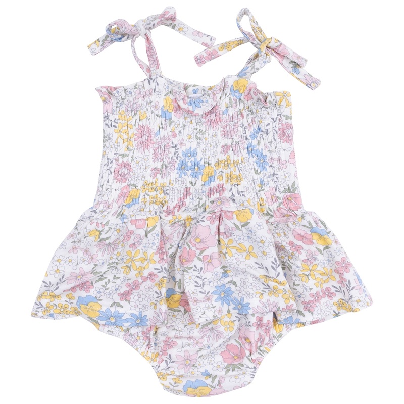 Smocked Bubble with Skirt – Viola Floral