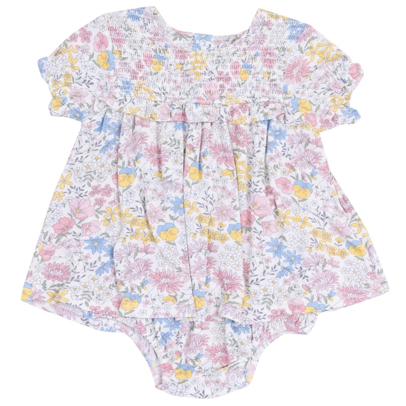 Smocked Ruffle Bubble with Skirt – Viola Floral