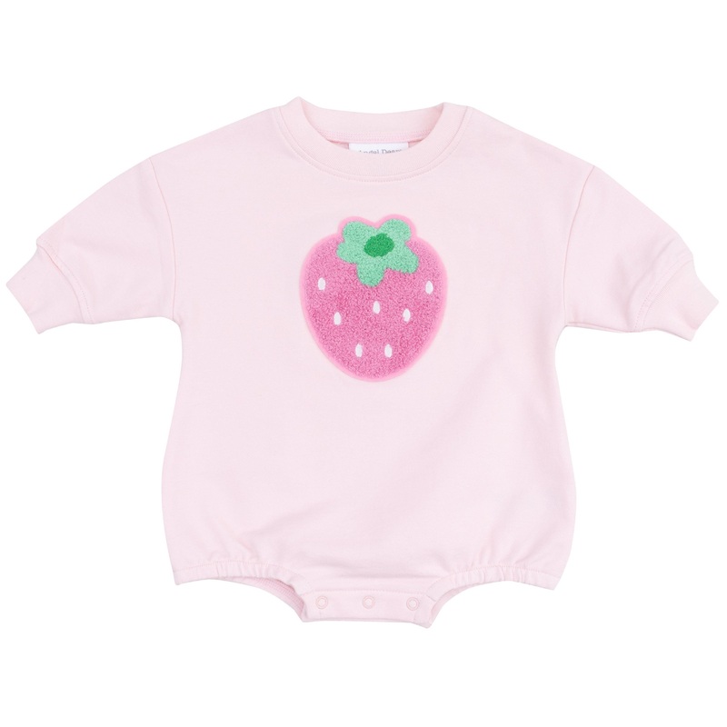 Sweatshirt Bubble with Applique Patch – Strawberry Swiss Dot French Terry