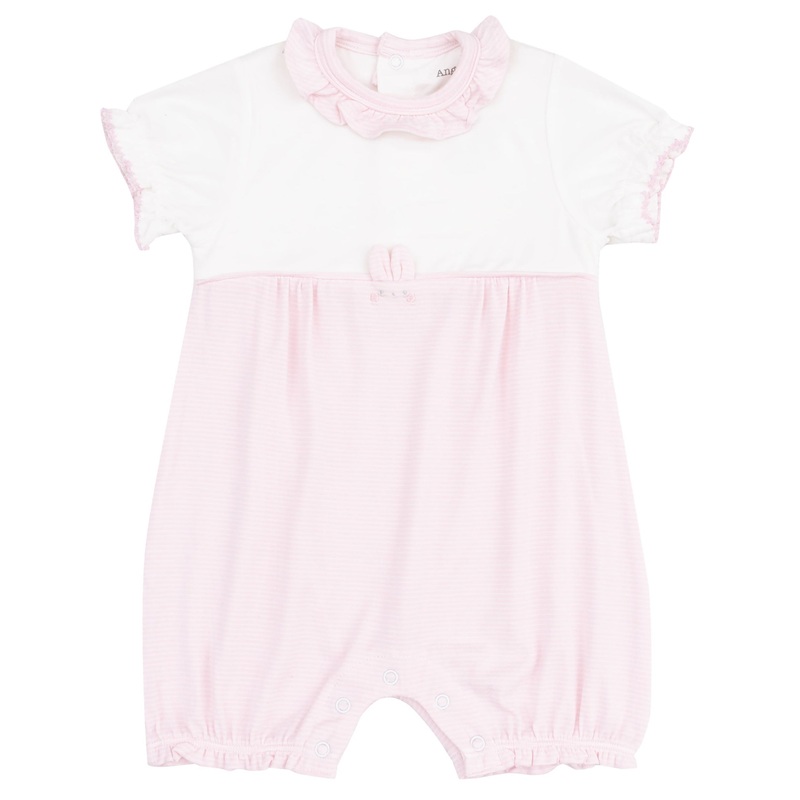 Tiny Bunny Ruffle Romper – Stripe Classic Pink