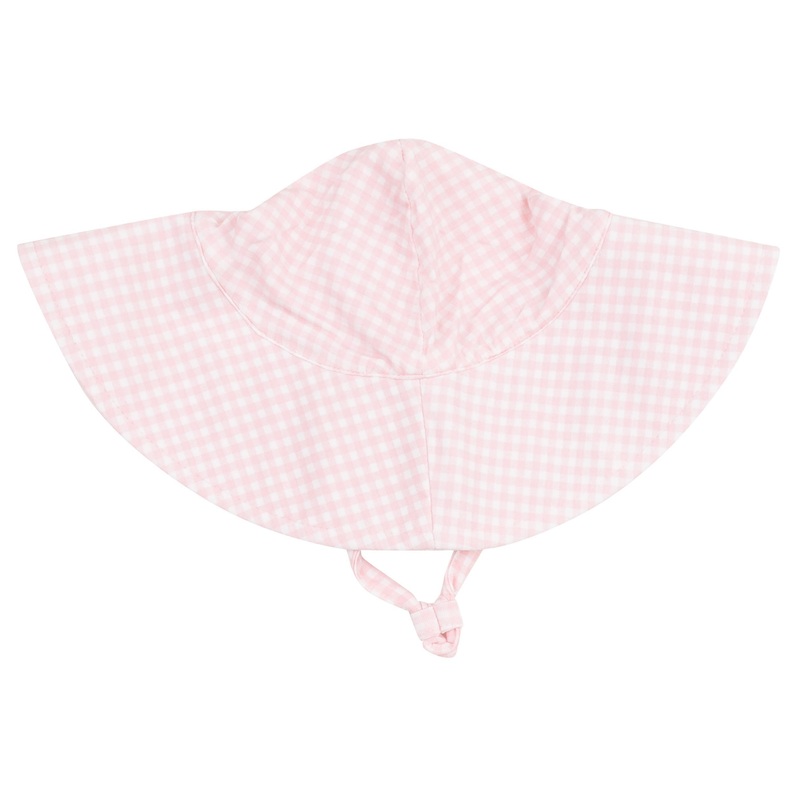 Wide Brim Sunhat – Mini Gingham Pink