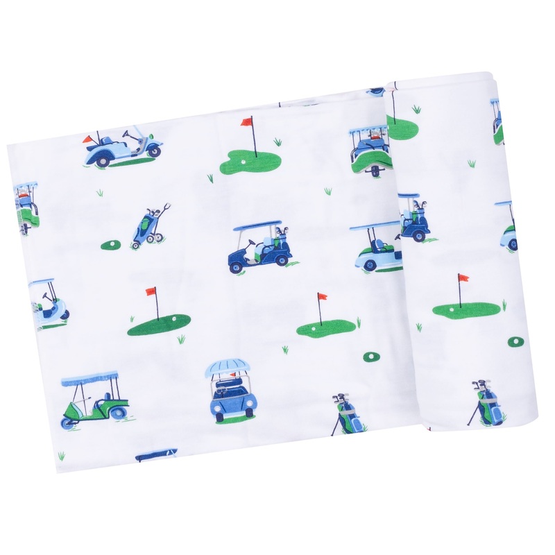 Swaddle Blanket – Vintage Golf Carts Blue