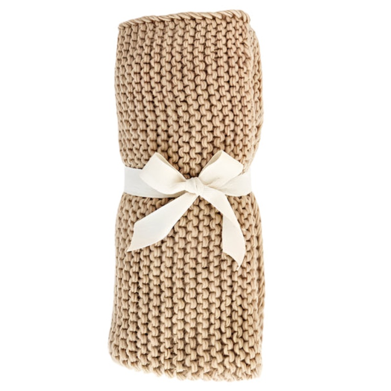 Garter Stitch Knit Blanket Baby – Latte
