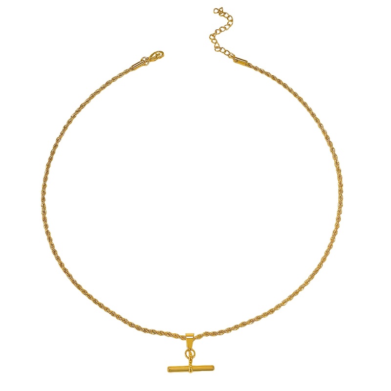 Rope Chain Bar Pendant Necklace
