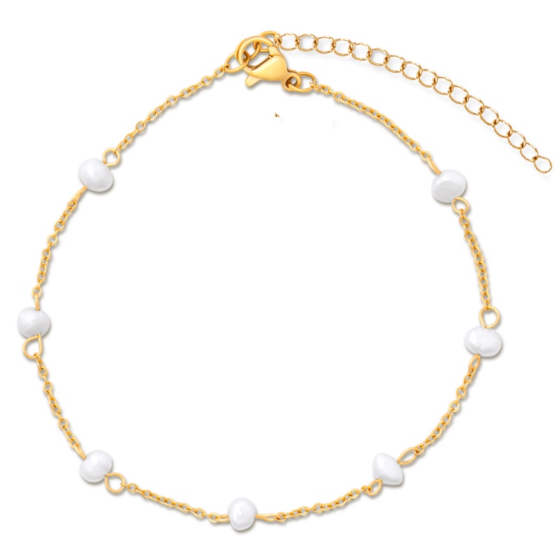 Rosette Pearl Chain Anklet