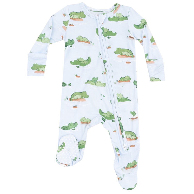 2 Way Zipper Footie – Alligator Blue