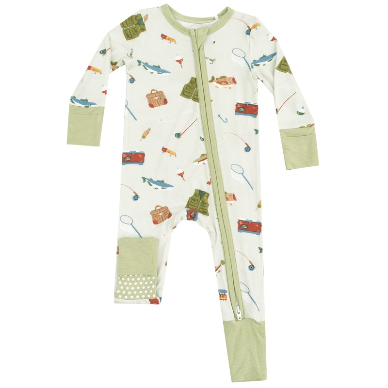 2 Way Zipper Romper – Fishing Things Green